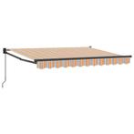 vidaXL Handmatig uitschuifbare luifel Oranje, Grijs en Blauw, Verzenden, Nieuw