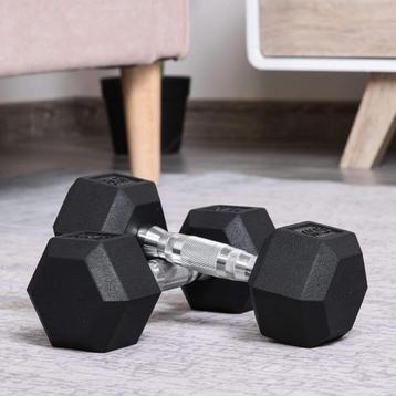 Gewichten – StrongFit - Zeshoekig design – Gietijzer - Zwart beschikbaar voor biedingen
