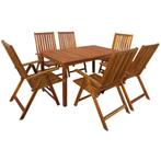 vidaXL 7-delige Tuinset massief acaciahout, Verzenden, Nieuw, Tuinset