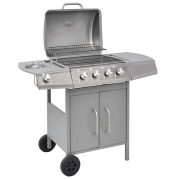 vidaXL Gasbarbecue 4+1 kookzone zilver, Verzenden