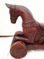 Houten paard op wielen, 14 kg - 60 x 48 cm - Hout - Eind 20e