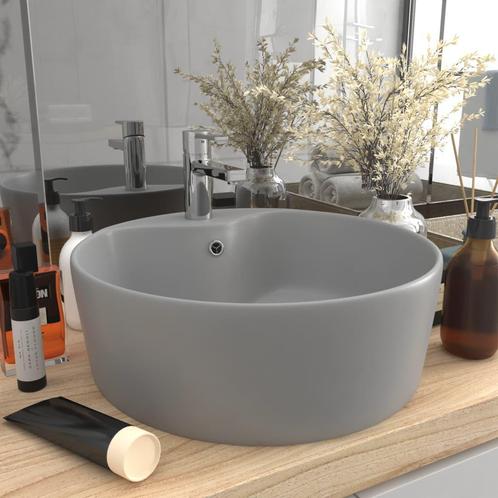 vidaXL Wastafel met overloop 36x13 cm keramiek mat, Doe-het-zelf en Bouw, Sanitair, Nieuw, Verzenden