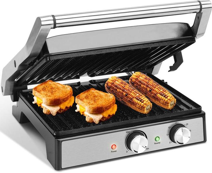 Aigostar Contactgrill - Panini Grill - 2000W - RVS, Huis en Inrichting, Woonaccessoires | Overige, Verzenden