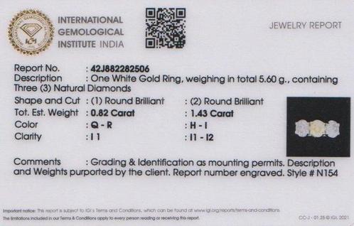 Anneau de mariage - 14 carats Or blanc - 2.25ct. tw. Diamant, Handtassen en Accessoires, Antieke sieraden