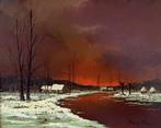 Piet Mees (XX) - Wintergloed, Antiquités & Art, Art | Peinture | Classique