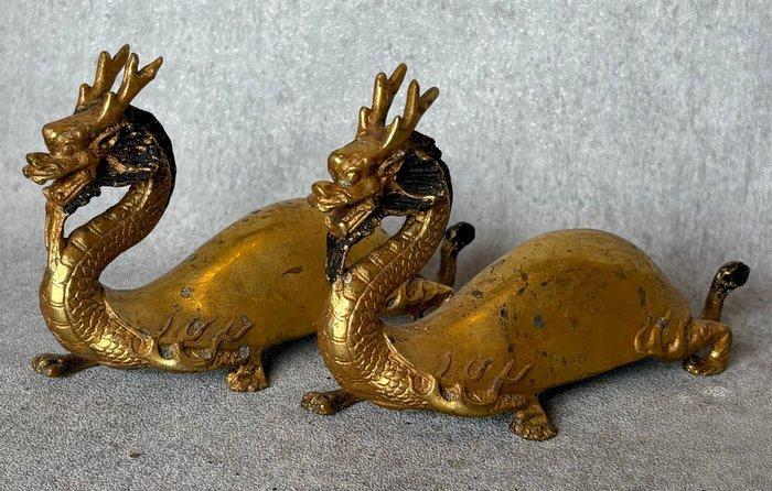 Figuur - Draak-Schildpad ( / Lóng Gu) - Brons - China, Antiek en Kunst, Antiek | Overige Antiek