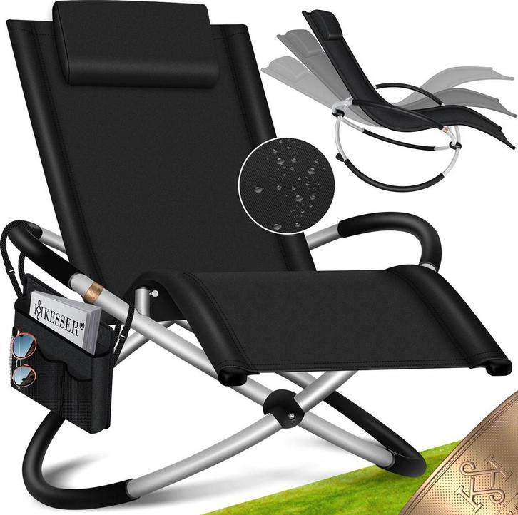 Ligbed - Ligstoel - Zonnebed - Relaxstoel - Zwart - KESSER®, Tuin en Terras, Ligbedden, Nieuw, Verzenden
