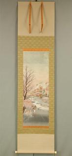 Autumn Village Scenery by Stream with Appraised Double Box -