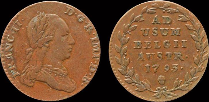 Austrian Netherlands Brabant Frans Ii double liard 1793 B..., Postzegels en Munten, Munten | Europa | Niet-Euromunten, België