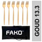 Fako Bijoux® - Gebaksvork / Dessertvork Smal - 13cm - Goud -, Huis en Inrichting, Keuken | Bestek, Nieuw, Verzenden