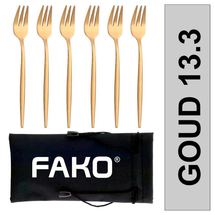 Fako Bijoux® - Gebaksvork / Dessertvork Smal - 13cm - Goud -, Huis en Inrichting, Keuken | Bestek, Verzenden