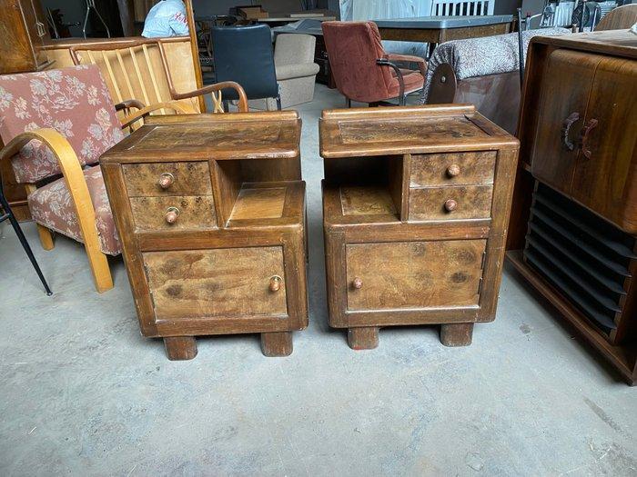 Nachtkastje (2) - Wortelnotenhout - Nachtkastjes Art Deco, Antiek en Kunst, Kunst | Designobjecten