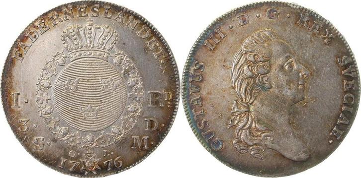 Schweden Riksdaler 1776 fast unzirkuliert David 1735 Gust..., Postzegels en Munten, Munten | Europa | Niet-Euromunten, België