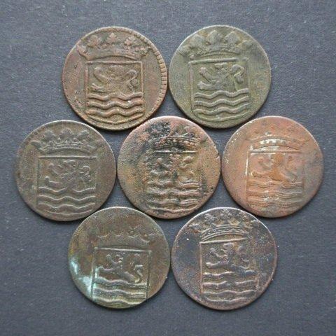 Nederlands-Indië, Zeeland. Zeer Leuk Lotje VOC Duiten 1745 -, Postzegels en Munten, Munten | Nederland