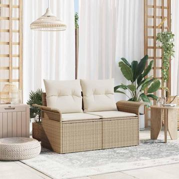 vidaXL Tuin Sofa met kussen Beige 141 x 62 x 69cm poly, Verzenden