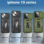 iPhone 15 - Armor Hoesje met Kickstand en Camera Slide -, Verzenden, Nieuw