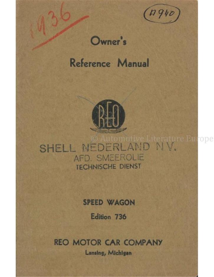 1936 REO SPEED WAGON EDITION 736 INSTRUCTIEBOEKJE ENGELS, Autos : Divers, Modes d'emploi & Notices d'utilisation