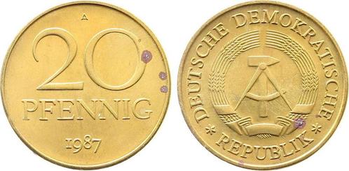 Duitsland 20 Pfennig Ddr 1987 A stempelglanz fein/matt Me..., Postzegels en Munten, Munten | Europa | Niet-Euromunten, België