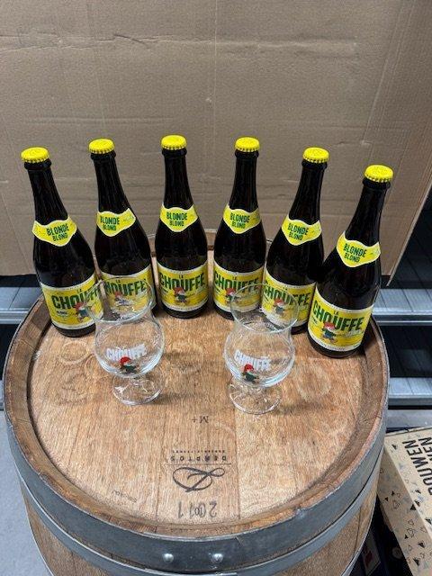 Brasserie Chouffe - Blonde met 2 originele brillen - 75cl -, Verzamelen, Wijnen