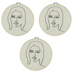 3x muurdecoratie - wanddecoratie face - geborduurd gezicht, Huis en Inrichting, Verzenden, Nieuw