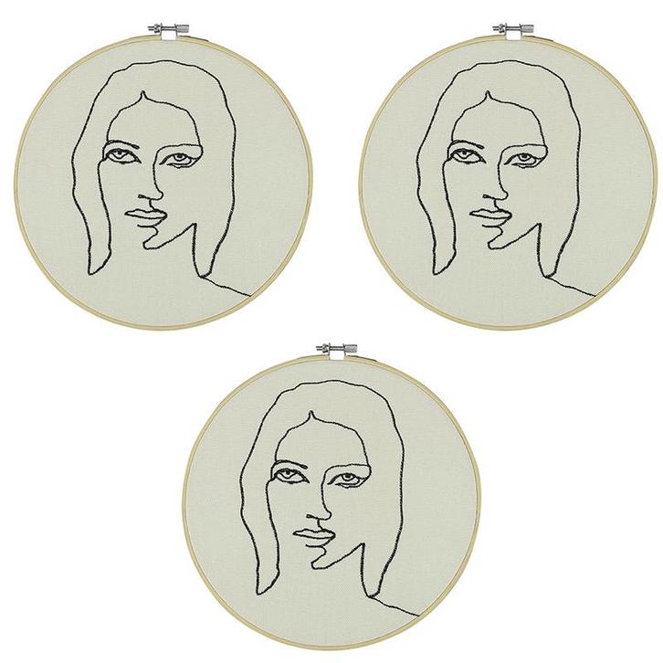 3x muurdecoratie - wanddecoratie face - geborduurd gezicht, Huis en Inrichting, Woonaccessoires | Wanddecoraties, Verzenden