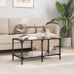 vidaXL Salontafel met zwart glazen blad 78,5x40x40 cm staal, Verzenden, Nieuw