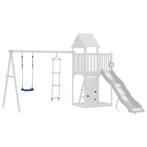 vidaXL Schommelzitje met touwladder en klimstenen PE blauw, Verzenden, Nieuw