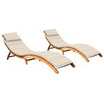 vidaXL Ligbedden 2 st met kussens massief acaciahout, Tuin en Terras, Ligbedden, Verzenden, Nieuw