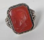 Zonder minimumprijs - Ring Zilver - handgegraveerde camee, Nieuw