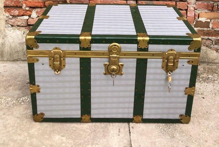 Opbergkoffer - Zilver gelamineerd - reiskoffer-kast, Antiek en Kunst, Curiosa en Brocante
