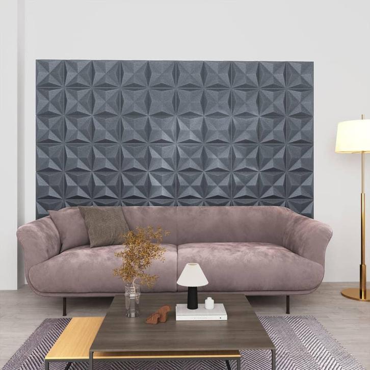 vidaXL 48 st Wandpanelen 3D origami 12 m² 50x50 cm grijs, Doe-het-zelf en Bouw, Platen en Panelen, Nieuw, Verzenden
