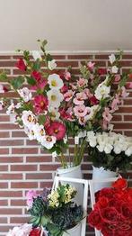 Stokroos Wit Zijdenbloem 100 cm per stuk, Nieuw
