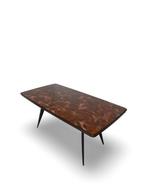 Eettafel - Gelakt houten blad en glasplaat, massief houten, Antiek en Kunst