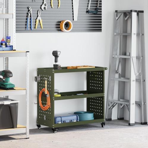 vidaXL Gereedschapswagen Olijfgroen 75 x 35 x 73 cm, Doe-het-zelf en Bouw, Gereedschapskisten, Nieuw, Verzenden