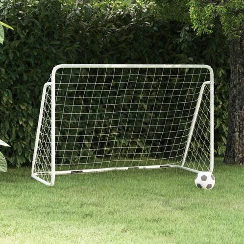 vidaXL Voetbaldoel met net 180x90x120 cm staal wit, Sport en Fitness, Voetbal, Nieuw, Verzenden
