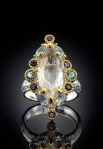 Quartz - Zilver - Ring - Golden Rutiles, Antiquités & Art