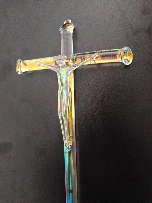 Crucifix - Geblazen glas - 2000-2010 - 31 cm, Antiek en Kunst, Antiek | Boeken en Manuscripten