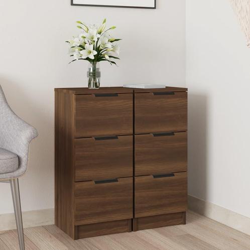 vidaXL Dressoirs 2 st 30x30x70 cm bewerkt hout bruin, Huis en Inrichting, Kasten | Dressoirs, Nieuw, Verzenden