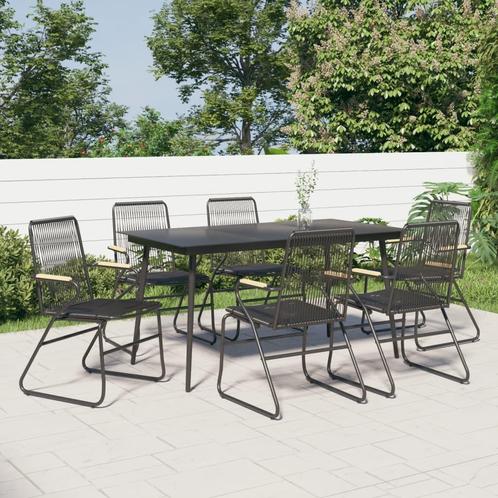 vidaXL 7-delige Tuinset PVC-rattan zwart, Tuin en Terras, Tuinsets en Loungesets, Tuinset, Nieuw, Verzenden