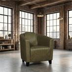 Leren fauteuil Press Special - Vintage Olive (olijf/groen), Huis en Inrichting, Nieuw, Ophalen of Verzenden, Eigentijds, Klassiek, Retro, Romantisch, Vintage
