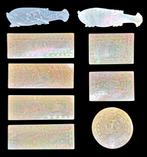 China. Brilliant Carved Mother of Pearl Gaming Tokens (9x)