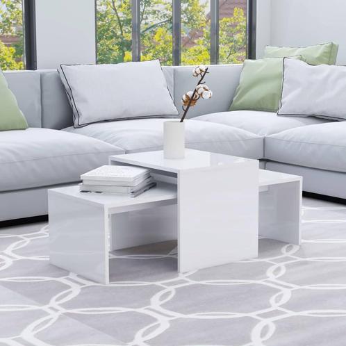 vidaXL Salontafelset 100x48x40 cm bewerkt hout hoogglans wit, Huis en Inrichting, Tafels | Salontafels, Nieuw, Verzenden