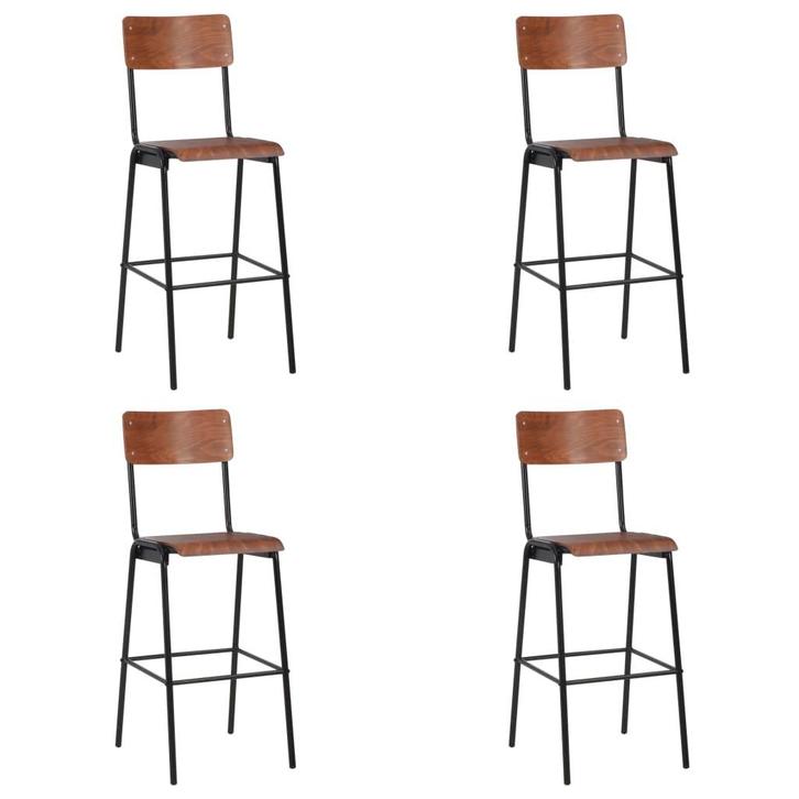 vidaXL Barstoelen 4 st massief multiplex staal, Huis en Inrichting, Barkrukken, Nieuw, Verzenden