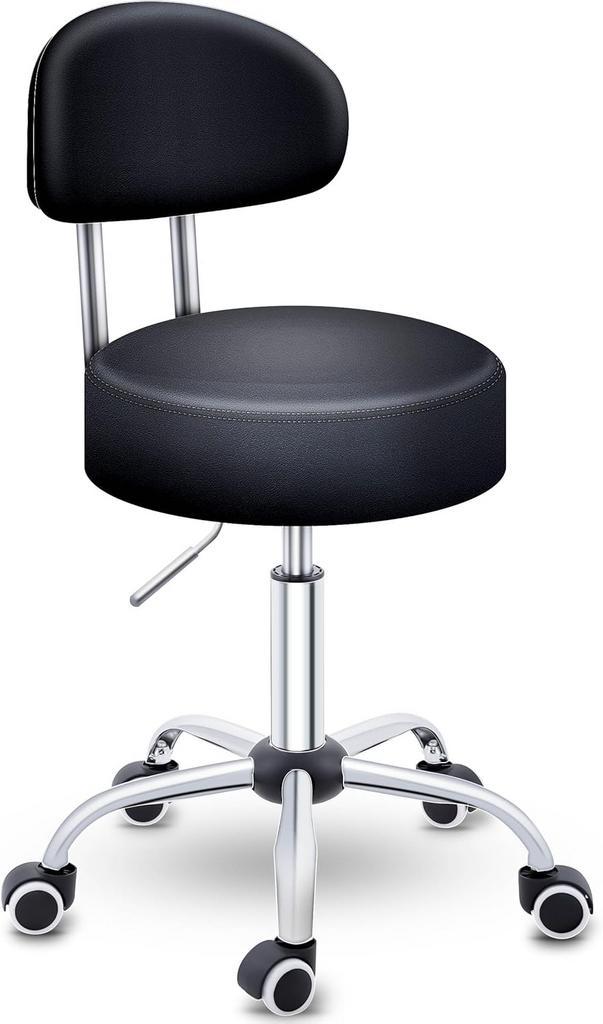 Zadelkruk - Kruk op wielen - Rolkruk - Draaikruk - Met rugle, Maison & Meubles, Chaises de bureau, Envoi