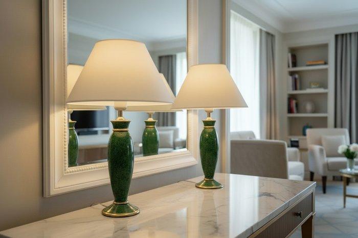 Tafellamp (2) - Groen & Goud chic - Keramiek, Antiquités & Art, Curiosités & Brocante