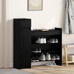 vidaXL Schoenenkast Zwart Eiken 100.5x28x100 cm Bewerkt Hout, Huis en Inrichting, Kasten | Schoenenkasten, Verzenden, Nieuw