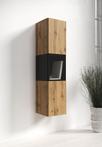 Vitrinekast antraciet eiken 30x130x32 met glas