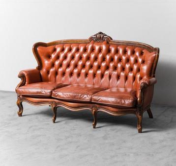 Canapé - Bois dur, Cuir - Pelle Chesterfield