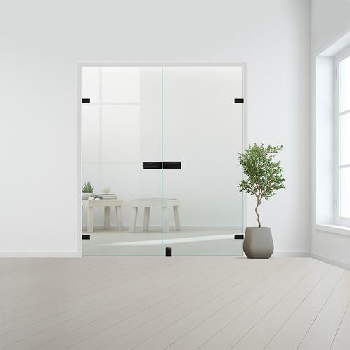 Glazen dubbele binnendeur voor stomp kozijn zwart beslag-Bla, Bricolage & Construction, Fenêtres & Moustiquaires, Envoi
