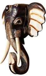 sculptuur, Handcarved Elephant Head Wall Mask – Bali Wood